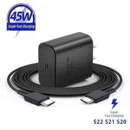 45W PD Charger Super Fast Charging USB-C Quick Charge Type C US/EU/UK Plug AC Power Adapter Charging for Samsung Note 10 S21 S22 S23