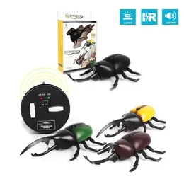 Electricrc Animals Lighting Infrared RC Beetle Simulative Remote Control Toy Animal Electric Toy with Sound Funder Fundering Christmas Kid Gift 231115