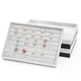 Smyckeslådor sammet stapelbar smyckesfackring och halsband Display Tray Jewelry Organizer Box For Store Storage Earring Holder Stand 231115