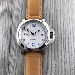 Relógio mecânico masculino paner aaa de alta qualidade 44mm mostrador grande pulseira de borracha 316 fino aço de alta qualidade movimento totalmente automático movimento luminoso