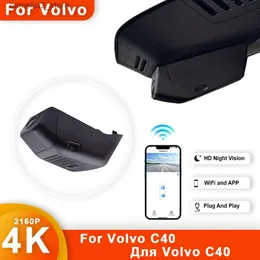 Carro dvrs 4k hd 2160p novo plug and play wifi carro dvr gravador de vídeo lente dupla traço cam para volvo c40 dashcam dispositivos acessórios q231115