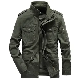 Mens Cotton Military Jacket, Multi-pocket Casual Business Coat for