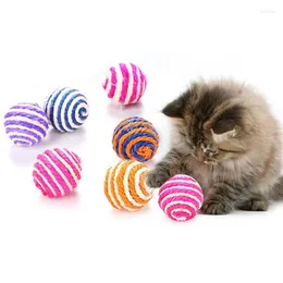Cat Toys Sisal Ball Toy Colored Balls For Cats to Scratch Pat Bite Christmas Pet Gifts Resistant