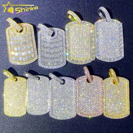 Heißer Verkauf Iced Out Dog Tag Sier Lab Diamant Schmuck Männer Frauen Hip Hop Gra Zertifiziert Moissanit Halskette Anhänger