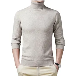 Herrtröjor Tröja män Solid Color Turtleneck Pullovers Pull Homme Cold Blue Winter Long Sleeve T Shirts 231114