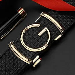 Belts Balck Automatic Toothless Alloy Buckle Men Belt Genuine Leather G Fashion Designer Full Grain Casual Ceinture Homme