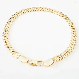 Link Bracelets Fashion Bracelet Rose 585 Gold Color Jewelry Men 5MM Wide 19CM Long Hand Charms For And Women