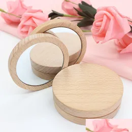 Party Favor Personalized Name Date Wooden Mirror Portable Makeup Custom Favors And Gifts For Guests Souvenirs Drop Delivery Dhouf