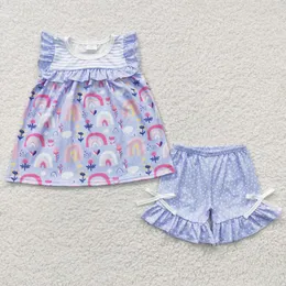 Наборы одежды 2023 Продукты RTS Sassy Baby Floral Clothing Детская шорты костюмы для девочек Summer Boutique Outfitsx214