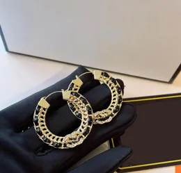 High End Designer Brand Double Letter Earrings Luxury Women 18K Gold Plated Hand Weaving Belt Geometric Round Earring Girl Wedding Party Jewerlry Ear Stud