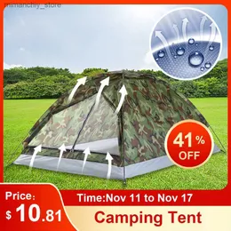 Tende e rifugi Tenda da campeggio per 1/2 persone all'aperto 200 * 130 * 110 cm PU1000mm Poliestere Tenda a strati singoli Portab Camouflage Tenda da esterno per escursionismo Q231117