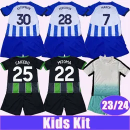 23 24 Estupinan Caicedo Kids Kit Futbol Formaları Mart Mitoma Ferguson Alzate Lamptey Sarmiento Veltman Home Away Sınırlı Üretim Futbol Gömlekleri