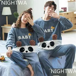 Mulheres sleepwear nightwa inverno casais pijamas conjunto bonito animal flanela para mulheres pijamas homens plush sleepwear pijama terno casa pano dhnsp