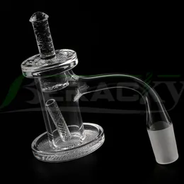 Beracky Full Weld Smoking Quartz Charmer Banger med gallerbotten och kvartshatt ihålig pelare 20mmOD Blender helsvetsad fasad kant kvartsspik för glasbongar