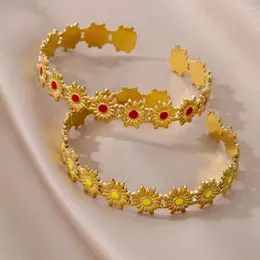 Bileklik Vintage Güneş Bilezikleri Kadınlar için Paslanmaz Çelik Kaplama Açılış Bilezik 2023 Çift Düğün Takı Pulseras Bijoux