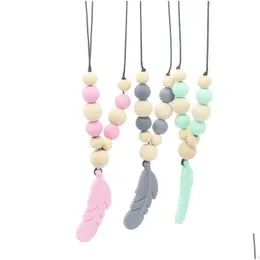 Pacifiers Feather Gutta Percha Necklace Baby Comfort Molars Environmental Safety Food Grade Drop Delivery Kids Maternity Feeding Dh3Ln