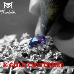 Anéis de casamento Kuololit Handset Personalizar Diamantes Naturais Sólidos 18k 14K Anel de Ouro e Brincos Jóias Finas Anéis de Noivado 231114