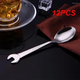 Gorks 12st Creative Wrench Shape Tea Fork 304 Rostfritt stål Middagssked Kaffestong Set Tableware Family Camping Kitchen