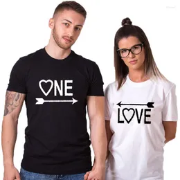 Magliette da donna coppia abiti a manica corta camicia una maglietta unisex per amanti una freccia d'amore tra loro magliette grafiche