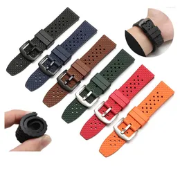 Watch Bands Soft Fluororubber Watchband 20 22mm Red Brown Bracelet Replacement Belt For Waterproof Sports Silicone Men And Women Chain