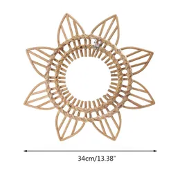 Lusterka k5dc rattan wiszące lustro ścienne po ramy drewniane art deco ręcznie robione domowe dekoracja salonu sypialnia