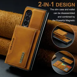 Detachable Retro Leather Wallet Phone Case For Samsung Galaxy Z Fold 5 4 3 5G Fold4 Fold3 Strong Magnetic Cards Bag Stand Cover Shell