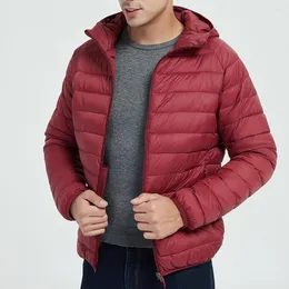 Mäns ner Jaycosin Men Jacka Parka Casual Autumn Winter Style Thick Light Weight Feather Cotton Coat Hooded Slim Man #45