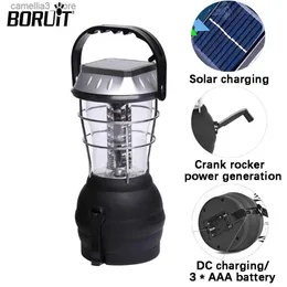 Camping-Laterne, BORUiT Superhelle Handkurbel-Solar-LED-Laterne, Outdoor-Zelt, LED-Solar-Campinglampe, wiederaufladbar, für Camping, Arbeit, Notlicht, Q231116