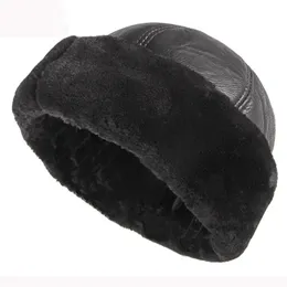 Beanie/Skull Caps Spessore Outdoor Cappello invernale caldo Uomo Pelliccia nera Pelle Russo maschio antivento Berretto da sci da neve Foderato in pile 231115