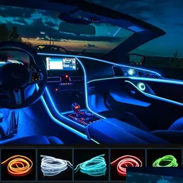 Other Car Lights Interior Led Night Decorative Lamp El Wiring Neon Strip For Diy Flexible Ambient Light Usb Party Atmosphere Diode D Dhk7I