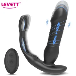 Analspielzeug Teleskop-männlicher Vibrator Prostata-Massagegerät Drahtloser Buttplug Thrusting Plug Anus Penisring Sex für Männer 231114