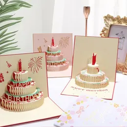 Kartki z życzeniami Karta urodzinowa dla dzieci 3d Up Christmas Valentine 'Day Party Prezenty pocztówki z kopertą