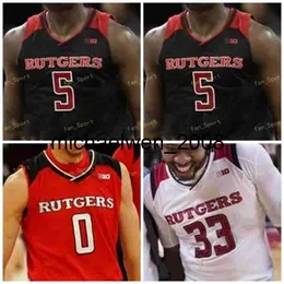 Mich28 NCAA College Rutgers Scarlet Knights Jersey 0 Geo Baker 1 Nick Brooks 2 Shaquille Doorson 5 Eugene Omoruyi Costura personalizada