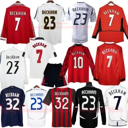 Beckham Retro Soccer Jerseys Manchester 96 98 99 02 04 Classic Football Shirts Englands Kids 1996 1998 2002 Vintage Football 05 06 07 Retro Long Sleeve Shirt Kit