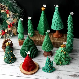 Velas 10-25cm 3D DIY Árvore de Natal Vela Molde de Silicone Presente de Natal Árvore de Natal Resina Gesso Molde de Silicone Decoração de Natal 231114
