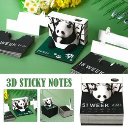 Kalender 2024 Memo Pad 3D Notes Notepad PandadeCoration Creative Desk Birthday Birth Christmas Presents With Pen Holder 231114
