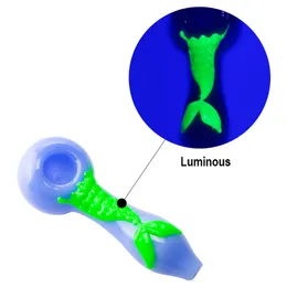 Y222 Leuchtende Pfeife, ca. 10,4 cm, leuchtende Tabaklöffel-Schüssel im Wal-Stil, bunte Dab-Rig-Glaspfeifen