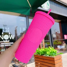 كوب Starry مرصع Starbucks البلاستيك Tumblers Straw براقة الماس Durian القدح 710ml منتج القهوة كوب الهدايا BMWFW