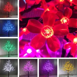 Decorações de Natal LED Artificial Flor de Cerejeira Árvore Luz Luz de Natal Lâmpadas LED 0.8-2M Altura À Prova de Chuva Uso Ao Ar Livre Lâmpada de Árvore de Pátio LT636