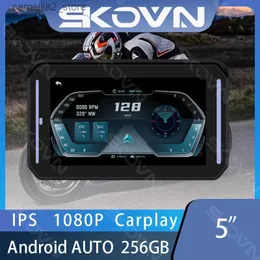 カーDVR 5インチモーターサイクルGPS 1080p CarPlay Android Auto Dashcam with WiFiデュアルレンズオートバイブラックボックスナイトビジョンビデオレコーダーQ231115