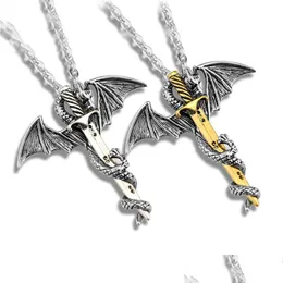 Boinas super personalidade Personalidade Cool aço inoxidável pendente de colar luminoso Pterossaur Jóias de espada punk colarberets bere dhgarden dh5io