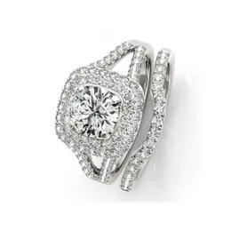 Eheringe Eheringe 925 Silber 1 Karat D Farbe Diamantring-Sets Hochzeit Verlobungsringe für Frauen Schmuck 231114