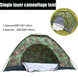 Tendas e abrigos Barraca de acampamento para 1-4 pessoas Sing Layer Outdoor Portab Bolsa de camuflagem para caminhadas Viajando Mochila leve Q231117