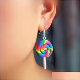 Dangle Chandelier Earring For Women Soft Clay Rainbow Lollipop Drop Earrings Fashion Jewelry Custom Made Handmade Cute Gir Dhgarden Dhje7