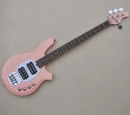 Pink 4 Strings Guitar Electric Bass Guitar مع Chrome Hardware HH Pickups تقدم شعار/لون تخصيص