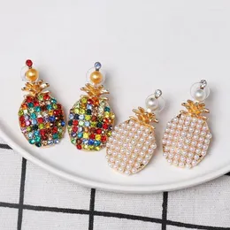 Stud Earrings Cute Colorful White Pearl Pineapple For Women Girl Fruit Design High Quality Ear Jewelry Summer Fashion Gift