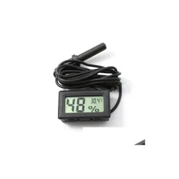 Temperature Instruments Wholesale Wired Digital Lcd Hygrometer Humidity Meter Tester Aquarium Temperature Thermometer With Drop Delive Dhjal