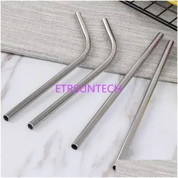 Drinking Straws 18cm STR ST para crianças Aço inoxidável Sier Metal Metal STS GRAY GRAY JUICE LX0602 DROP DROW HOME GARDEN KIT DHPO3