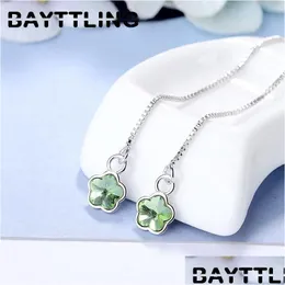 Dangle Chandelier Bayttling 925 Sterling Sier Fine Mticolor Zircon Long Tassel Flower Drop Earrings For Women Fashion Jewel Dhgarden Dh2Df