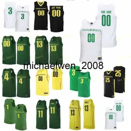 Mich28 NCAA Koleji Oregon Ördek Basketbol Forması 4 Eddy Ionescu 5 Chris Duarte 50 Eric Williams Jr 54 Will Johnson 1 Bol Bell Özel Dikişli